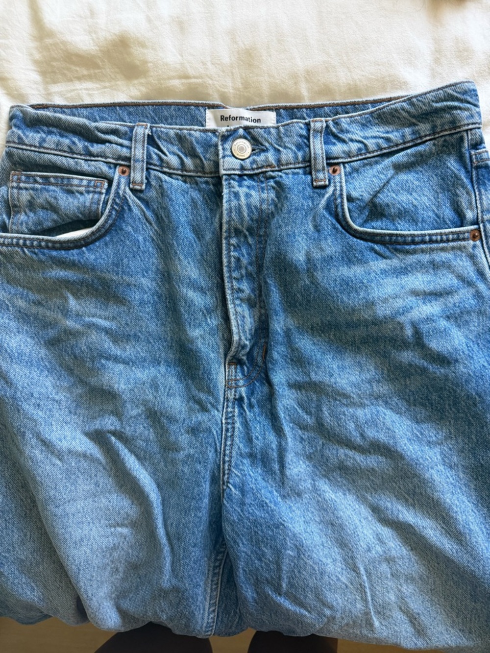 Reformation Cary High Rise Slouchy Wide Leg Cropped Jeans- Colorado - Picture 2 of 6